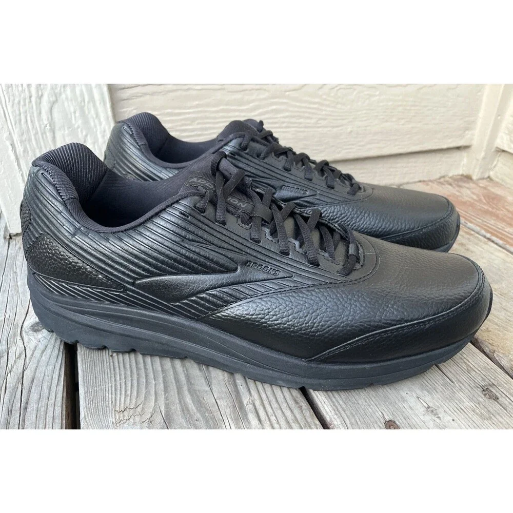 Nice! Brooks Addiction Walker 2 Men's 14 Black Leather Walking Shoes 1103181D072